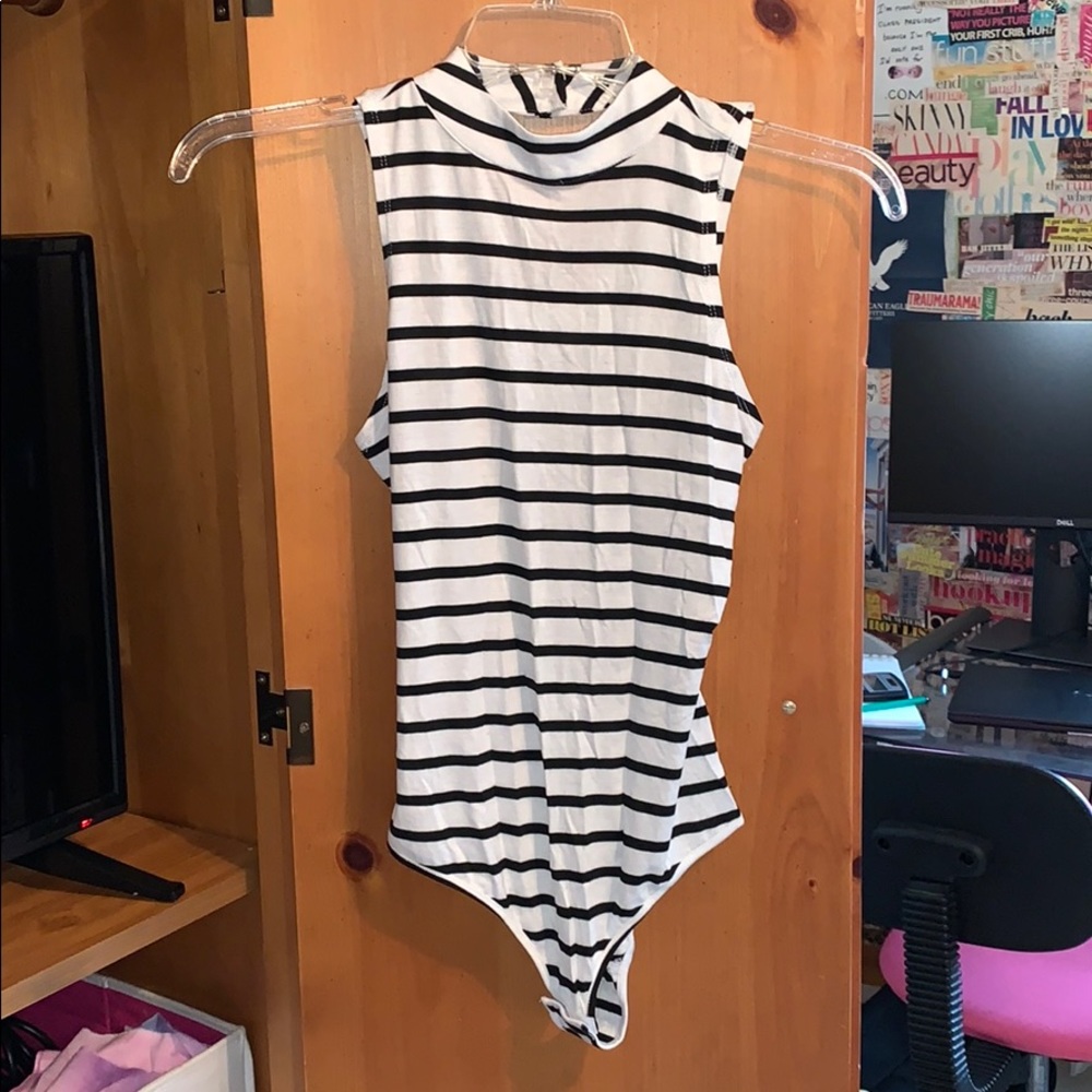Black & White Striped Love Fire Bodysuit